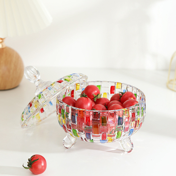 Стъклена плодова чиния, серия ръчно рисувана от майстори, Jing ao, пусната през 2024 г., стил Нов китайски стил