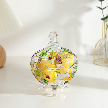 Стъклена плодова чиния, серия ръчно рисувана от майстори, Jing ao, пусната през 2024 г., стил Нов китайски стил