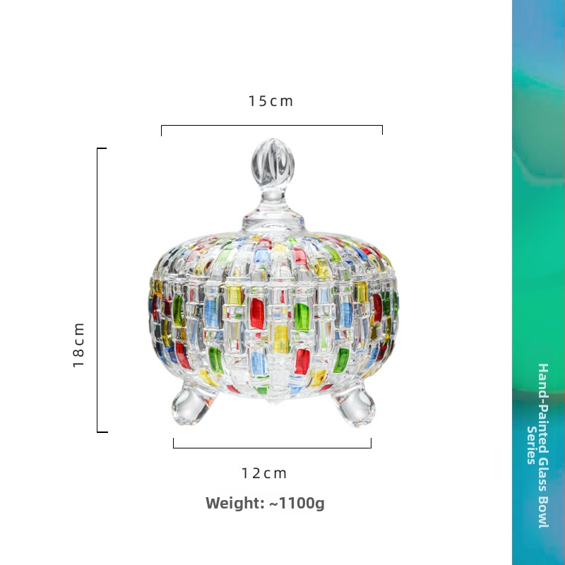 Стъклена плодова чиния, серия ръчно рисувана от майстори, Jing ao, пусната през 2024 г., стил Нов китайски стил