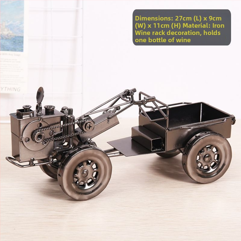 Ретро железен трактор – метален модел за домашна декорация, за дневна и винен шкаф; модерен минимализъм; Бранд Unique; подходящ като рекламен или бизнес подарък