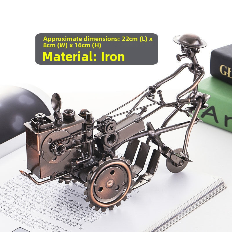 Ретро железен трактор – метален модел за домашна декорация, за дневна и винен шкаф; модерен минимализъм; Бранд Unique; подходящ като рекламен или бизнес подарък