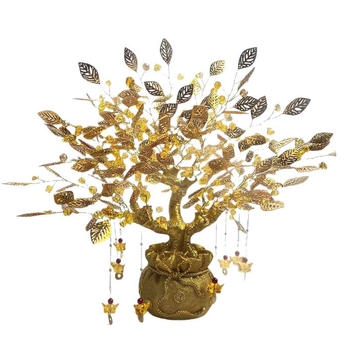 Дърво на късмета – декоративна фигура за хол, винен шкаф и ТВ шкаф; материал: смола и акрил с кристален завършек; стил: луксозно излъчване; подходящо за подарък за дома и тържества