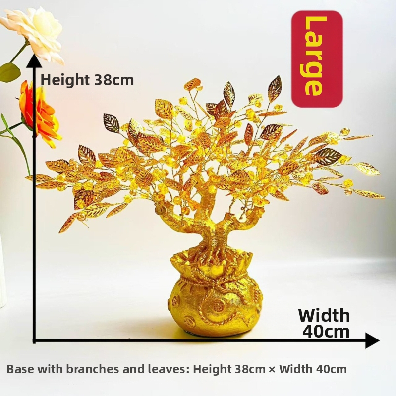 Дърво на късмета – декоративна фигура за хол, винен шкаф и ТВ шкаф; материал: смола и акрил с кристален завършек; стил: луксозно излъчване; подходящо за подарък за дома и тържества