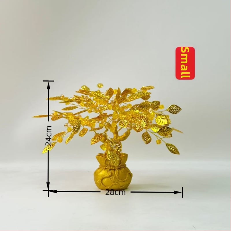 Дърво на късмета – декоративна фигура за хол, винен шкаф и ТВ шкаф; материал: смола и акрил с кристален завършек; стил: луксозно излъчване; подходящо за подарък за дома и тържества