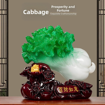 Декоративна фигура от смола във формата на зелка, китайски стил, марка Shangyaxuan, модел Cabbage Ornament, подходяща за хол и шкаф за телевизор