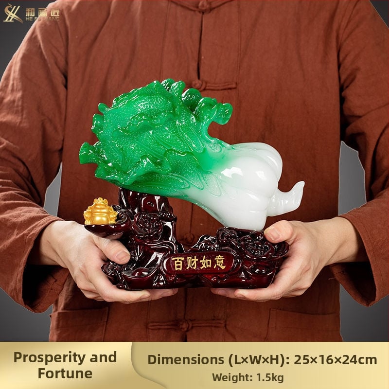 Декоративна фигура от смола във формата на зелка, китайски стил, марка Shangyaxuan, модел Cabbage Ornament, подходяща за хол и шкаф за телевизор