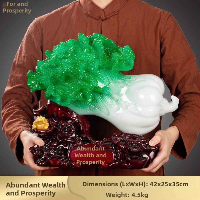 Декоративна фигура от смола във формата на зелка, китайски стил, марка Shangyaxuan, модел Cabbage Ornament, подходяща за хол и шкаф за телевизор