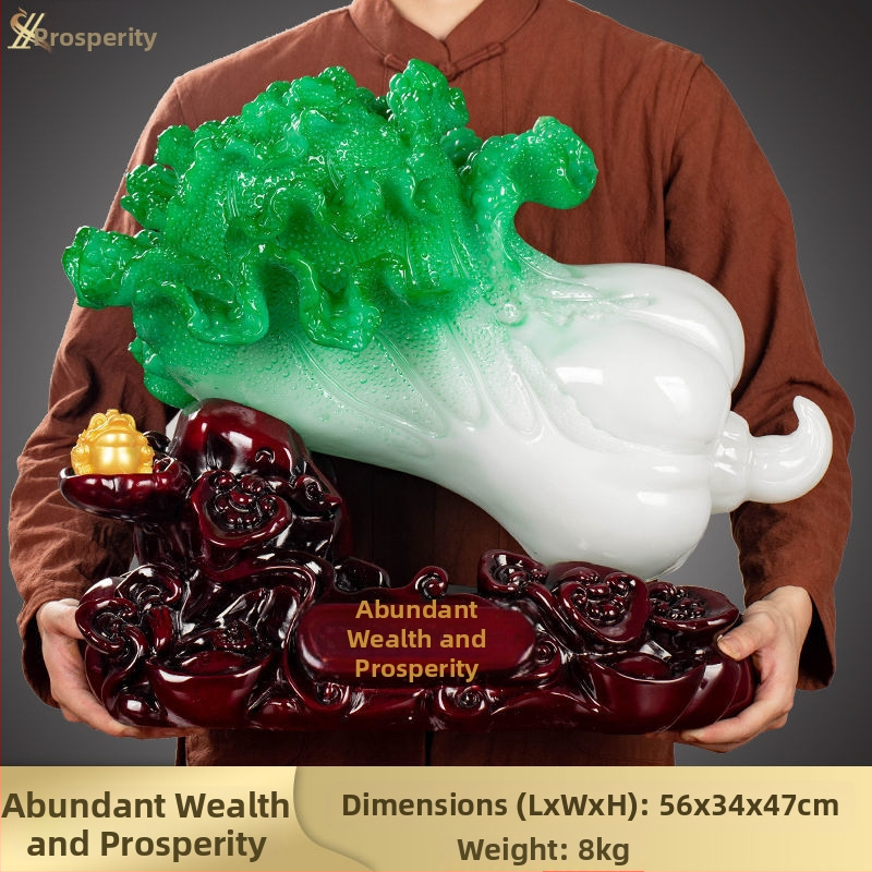 Декоративна фигура от смола във формата на зелка, китайски стил, марка Shangyaxuan, модел Cabbage Ornament, подходяща за хол и шкаф за телевизор