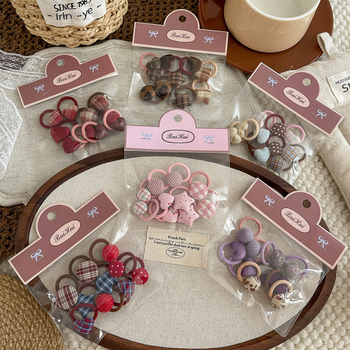 Нов мини ластик за коса за деца с каре и сърцевиден мотив, платен аксесоар за коса, комплект 10 броя