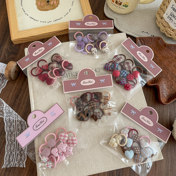 Нов мини ластик за коса за деца с каре и сърцевиден мотив, платен аксесоар за коса, комплект 10 броя