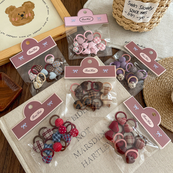 Нов мини ластик за коса за деца с каре и сърцевиден мотив, платен аксесоар за коса, комплект 10 броя