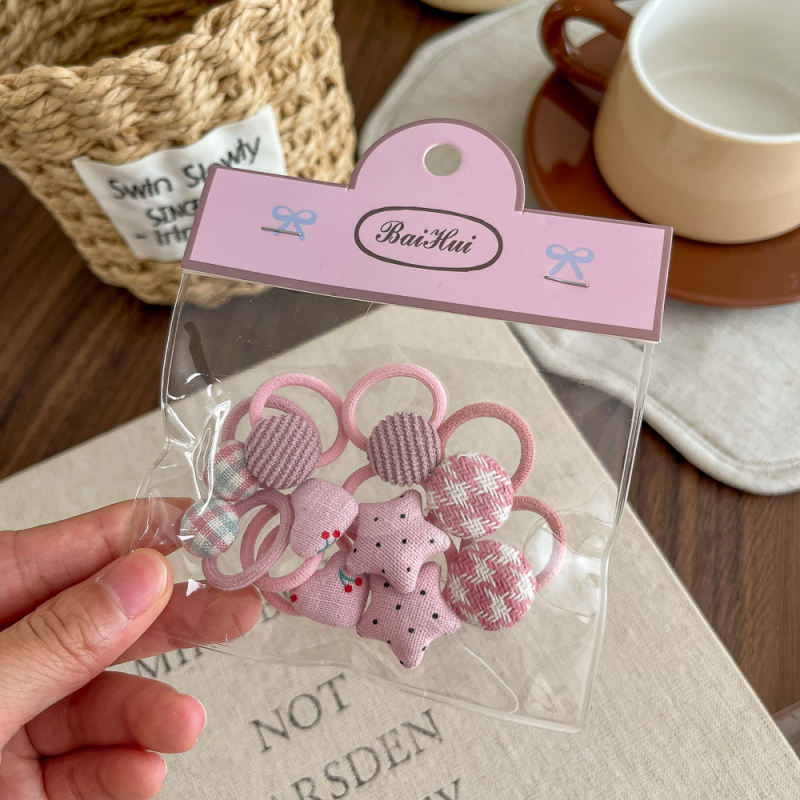 Нов мини ластик за коса за деца с каре и сърцевиден мотив, платен аксесоар за коса, комплект 10 броя