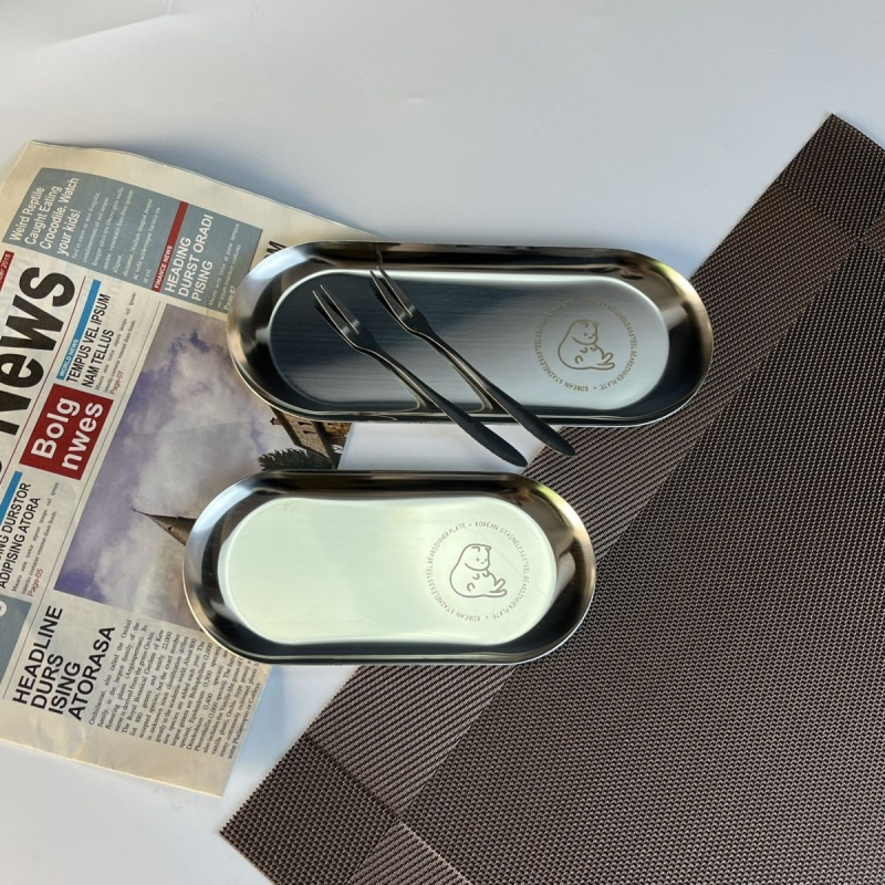 Korea-stiilis roostevabast terasest küpsetustaldrik – ristkülikukujuline magusto- ja tortide plaat, mitmekülgne küpsetustaldrik