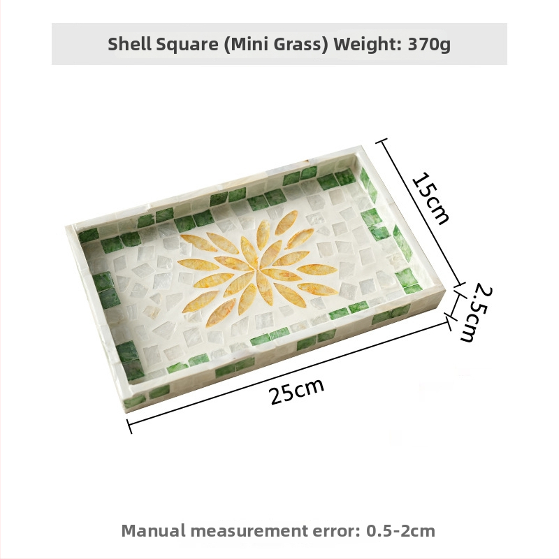 Инкрустирана с черупки квадратна настолна тава за съхранение — луксозен ретро стил за дома, дневната, кафе и ресторанти