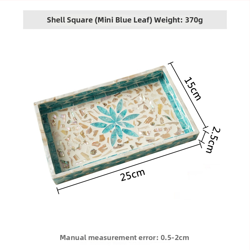 Инкрустирана с черупки квадратна настолна тава за съхранение — луксозен ретро стил за дома, дневната, кафе и ресторанти
