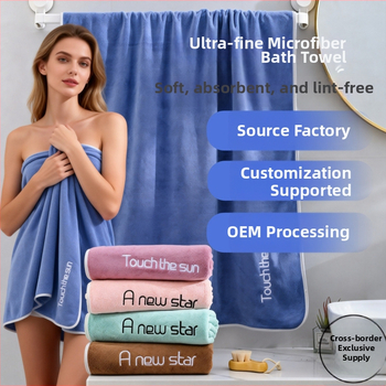 Πετσέτα μπάνιου με κέντημα σε στυλ νεότητας για ενήλικες, μικροϊνες απορροφητικές, μαλακή και φιλική προς το δέρμα, 200-300 γρ., 150d, ραφή και κομμένος βελούδο