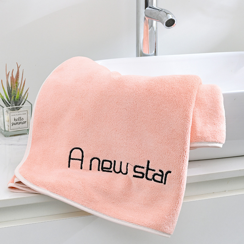 Πετσέτα μπάνιου με κέντημα σε στυλ νεότητας για ενήλικες, μικροϊνες απορροφητικές, μαλακή και φιλική προς το δέρμα, 200-300 γρ., 150d, ραφή και κομμένος βελούδο