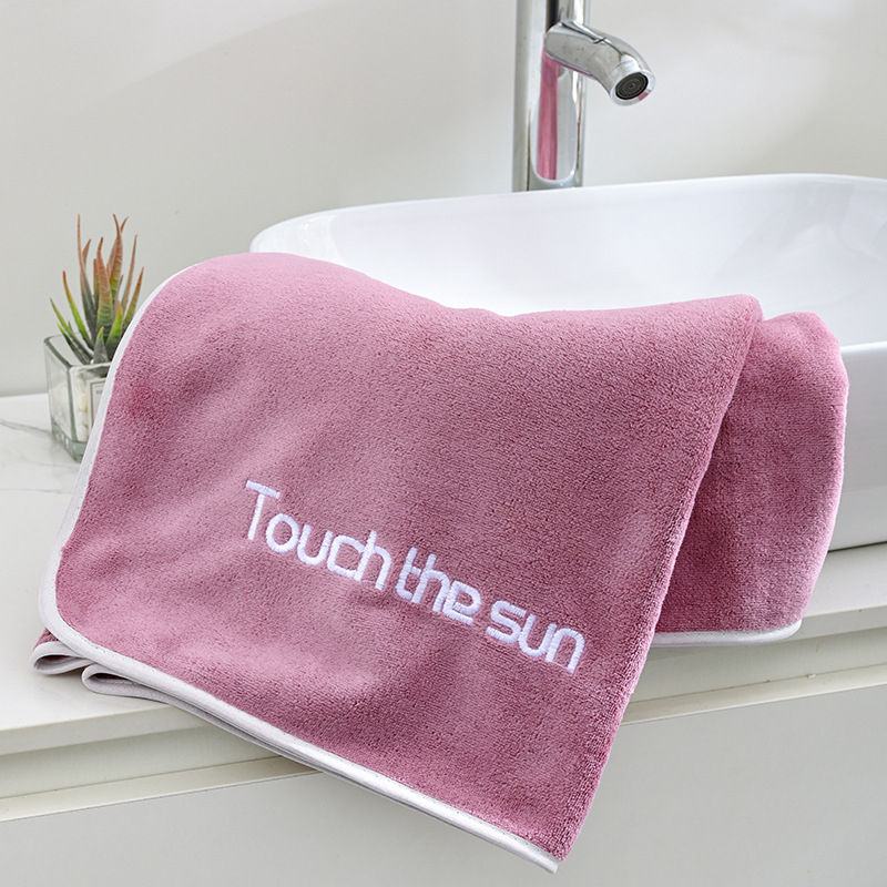 Πετσέτα μπάνιου με κέντημα σε στυλ νεότητας για ενήλικες, μικροϊνες απορροφητικές, μαλακή και φιλική προς το δέρμα, 200-300 γρ., 150d, ραφή και κομμένος βελούδο