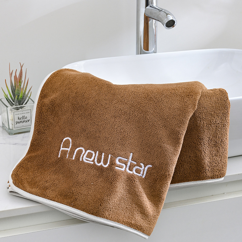 Πετσέτα μπάνιου με κέντημα σε στυλ νεότητας για ενήλικες, μικροϊνες απορροφητικές, μαλακή και φιλική προς το δέρμα, 200-300 γρ., 150d, ραφή και κομμένος βελούδο