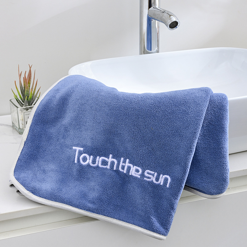 Πετσέτα μπάνιου με κέντημα σε στυλ νεότητας για ενήλικες, μικροϊνες απορροφητικές, μαλακή και φιλική προς το δέρμα, 200-300 γρ., 150d, ραφή και κομμένος βελούδο