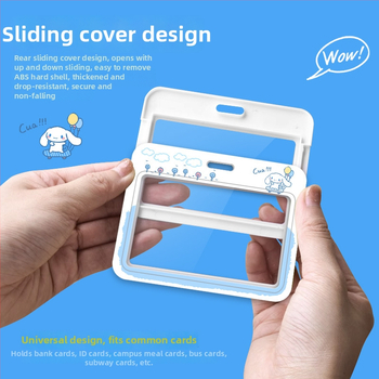 Kaardihoidja, kahekordne läbipaistev aken, armas anime muster, libisemisega avamine, plastmass