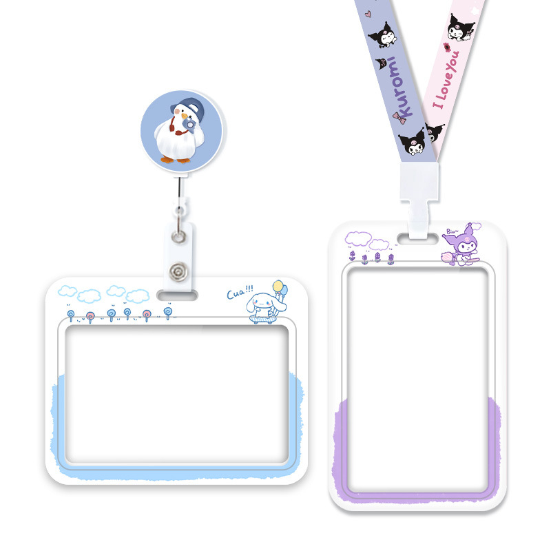 Kaardihoidja, kahekordne läbipaistev aken, armas anime muster, libisemisega avamine, plastmass