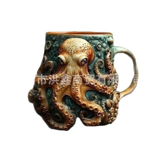 Ктулху-вдъхновена пиратска халба с мотив октопод - смола, модерен минималистичен бар декор, Hong Xin