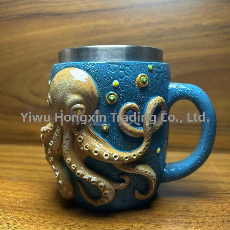 Ктулху-вдъхновена пиратска халба с мотив октопод - смола, модерен минималистичен бар декор, Hong Xin