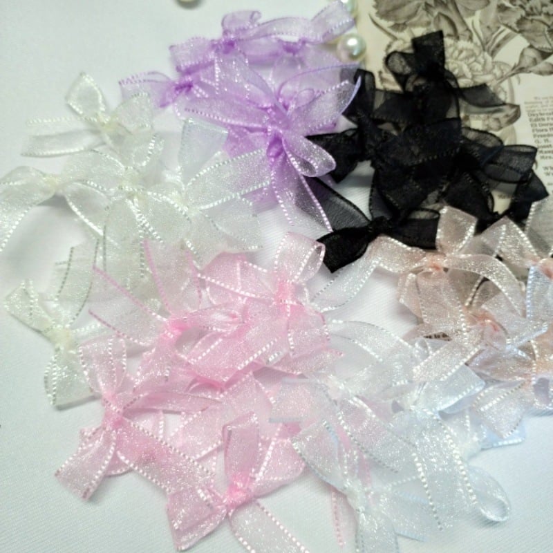 Аксесоар за маникюр с принцес панделка — органза плат, ръчна изработка, серия Принцеса, мотив Тинкър Бел, форма панделка