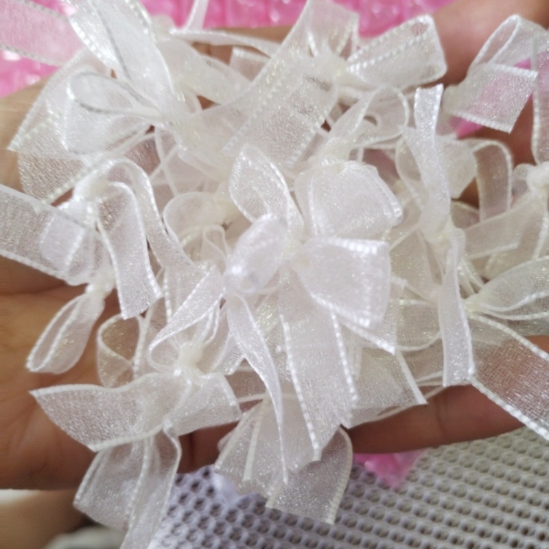 Аксесоар за маникюр с принцес панделка — органза плат, ръчна изработка, серия Принцеса, мотив Тинкър Бел, форма панделка