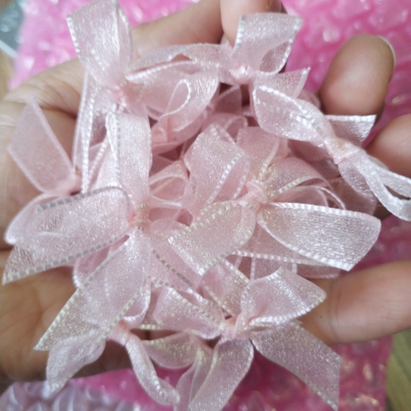 Аксесоар за маникюр с принцес панделка — органза плат, ръчна изработка, серия Принцеса, мотив Тинкър Бел, форма панделка