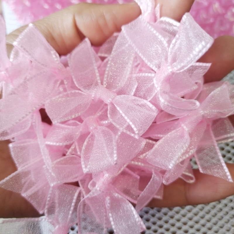 Аксесоар за маникюр с принцес панделка — органза плат, ръчна изработка, серия Принцеса, мотив Тинкър Бел, форма панделка