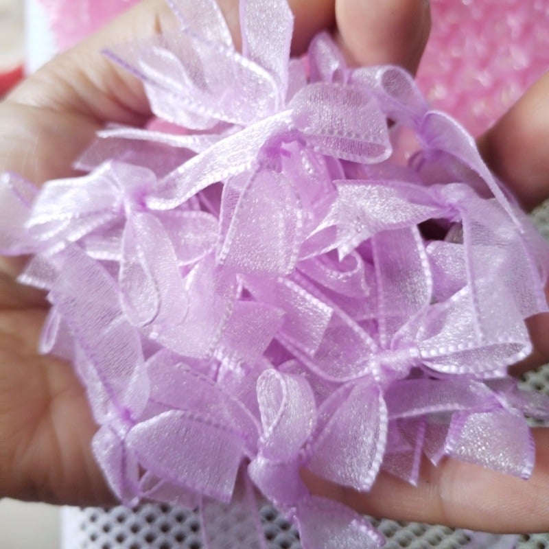 Аксесоар за маникюр с принцес панделка — органза плат, ръчна изработка, серия Принцеса, мотив Тинкър Бел, форма панделка