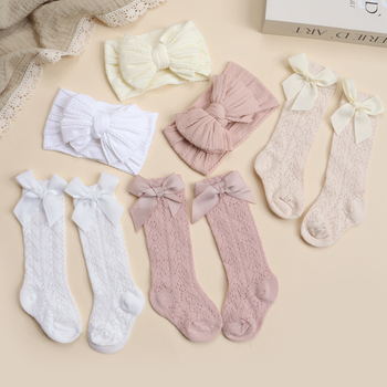 Ins стил плетен ободок за глава и комплект чорапи за бебета, корона форма, Twist шарка, Princess серия, подходящ за деца до 3 години, подарък комплект