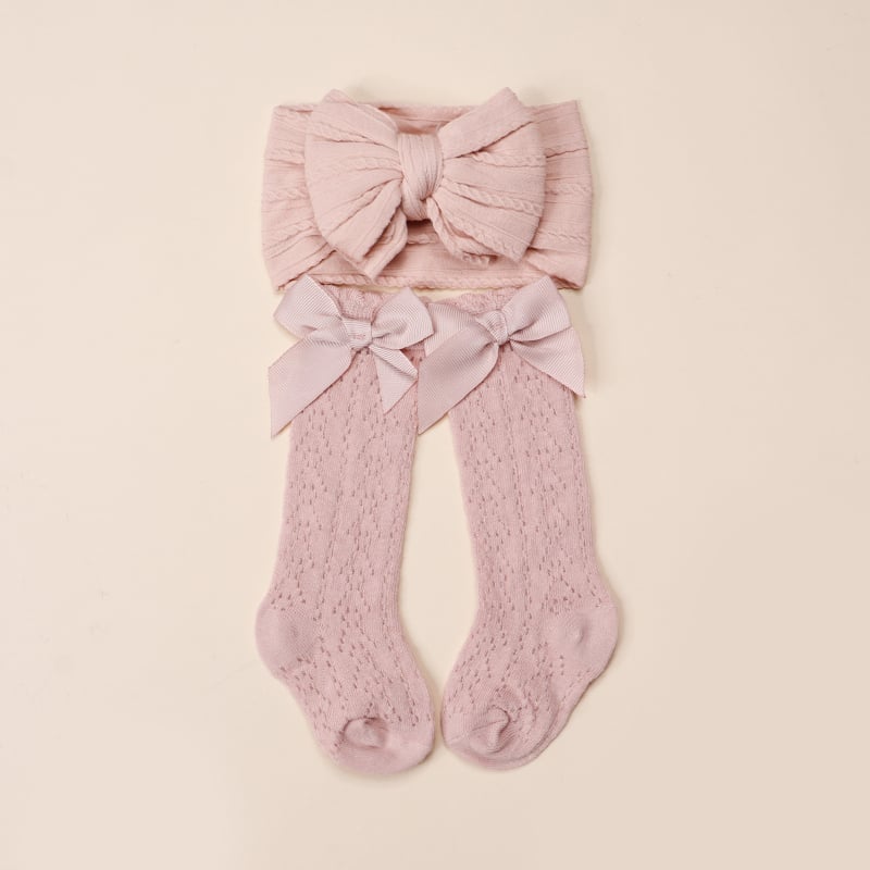 Ins стил плетен ободок за глава и комплект чорапи за бебета, корона форма, Twist шарка, Princess серия, подходящ за деца до 3 години, подарък комплект