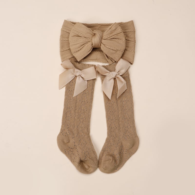 Ins стил плетен ободок за глава и комплект чорапи за бебета, корона форма, Twist шарка, Princess серия, подходящ за деца до 3 години, подарък комплект