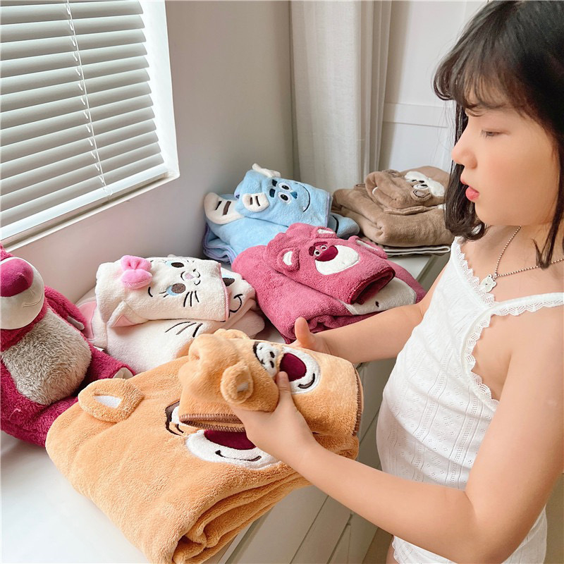 Σετ παιδικών πετσετών μπάνιου και παραλίας σειρά Strawberry Bear, 3D σχέδιο, Microfiber, 150D, 100–120 g, Plain Weave