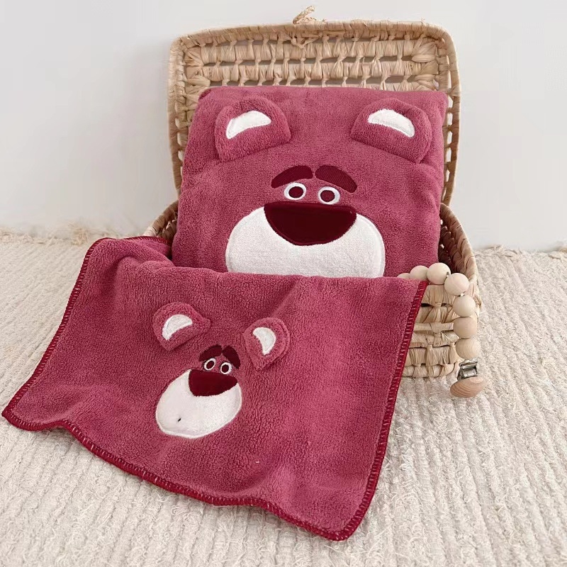 Σετ παιδικών πετσετών μπάνιου και παραλίας σειρά Strawberry Bear, 3D σχέδιο, Microfiber, 150D, 100–120 g, Plain Weave