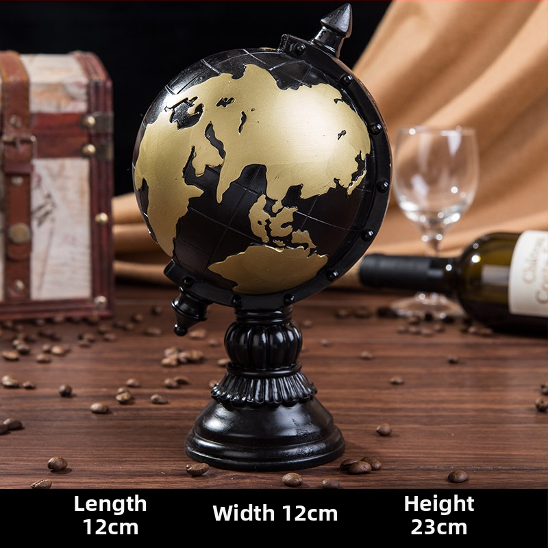 Nudažytas dervos globus – retro stiliaus interjero dekoras gyvenamajam kambariui