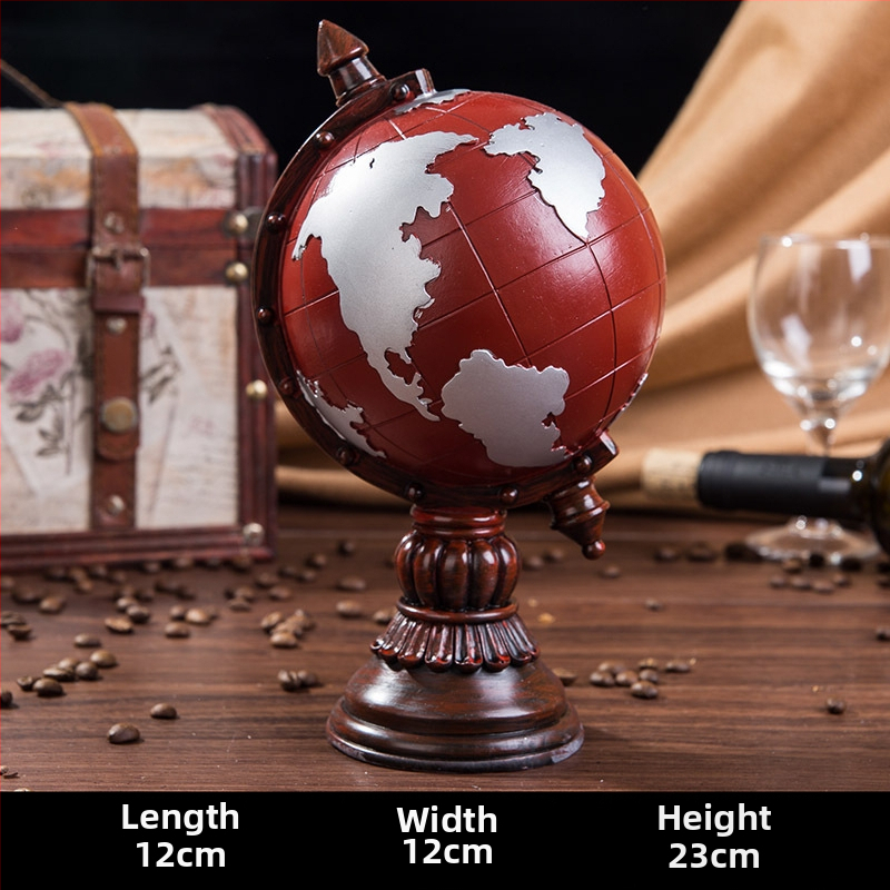 Nudažytas dervos globus – retro stiliaus interjero dekoras gyvenamajam kambariui