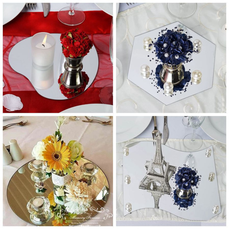 Акрилен огледален поднос за свещи (чиния за плодове; първокласно качество; стил: нов китайски стил)