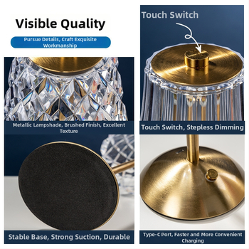 Metāla galda lampa ar bāra ornamentu, uzlādējama nakts gaisma un ambiālais studiju apgaismojums, CE sertifikāts, Yongling Lighting, ≤36V