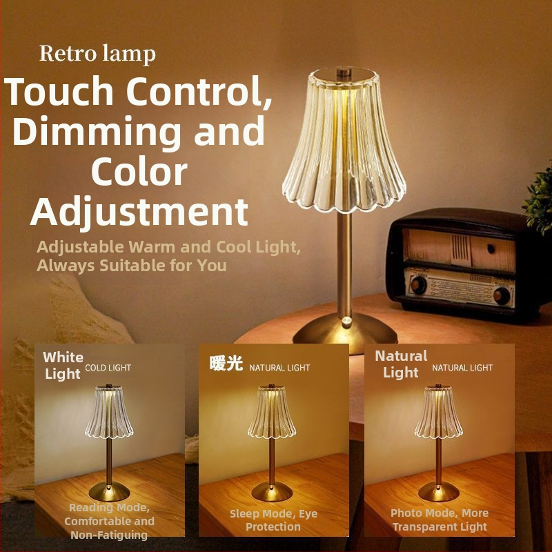 Metāla galda lampa ar bāra ornamentu, uzlādējama nakts gaisma un ambiālais studiju apgaismojums, CE sertifikāts, Yongling Lighting, ≤36V