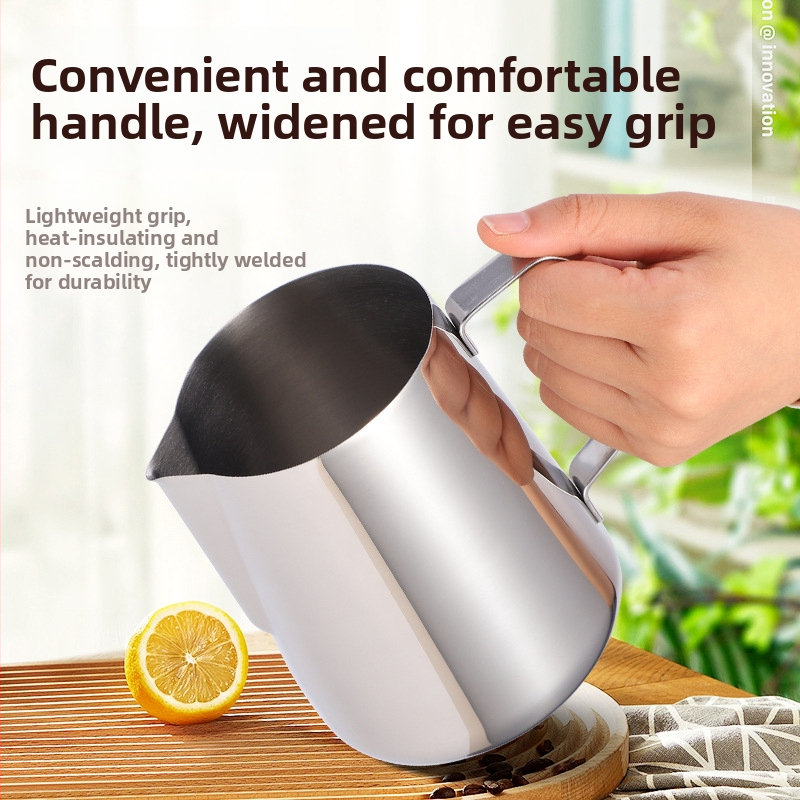 Kanvička na latte art z nerezovej ocele 304, nordický štýl, špičatý výust, prispôsobiteľná, vhodná do kancelárie, domova, baru, kaviarne