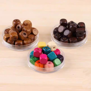 Fa négyszögletes gyöngyök DIY ékszerekhez, festett, retro stílus