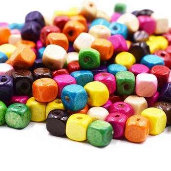 Fa négyszögletes gyöngyök DIY ékszerekhez, festett, retro stílus