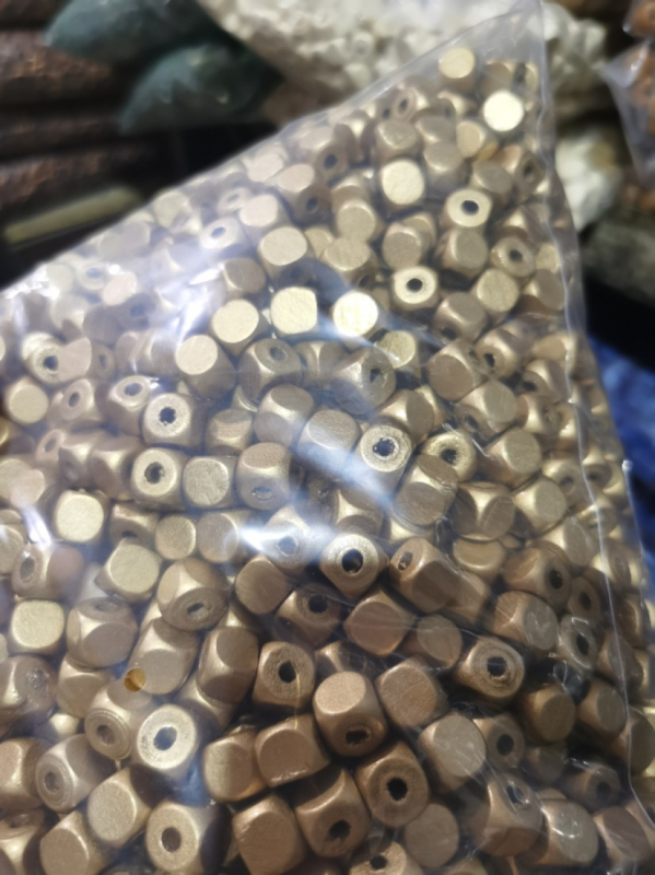 Fa négyszögletes gyöngyök DIY ékszerekhez, festett, retro stílus