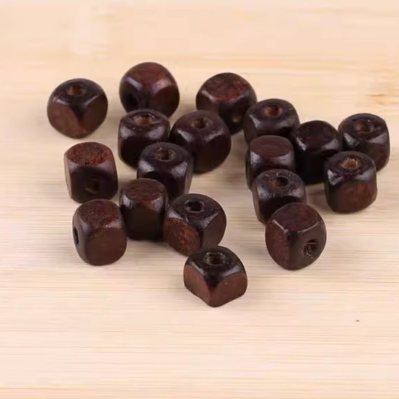 Fa négyszögletes gyöngyök DIY ékszerekhez, festett, retro stílus