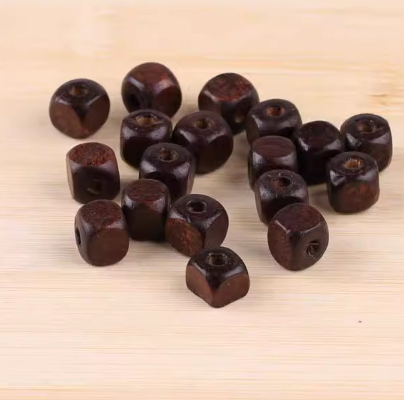 Fa négyszögletes gyöngyök DIY ékszerekhez, festett, retro stílus