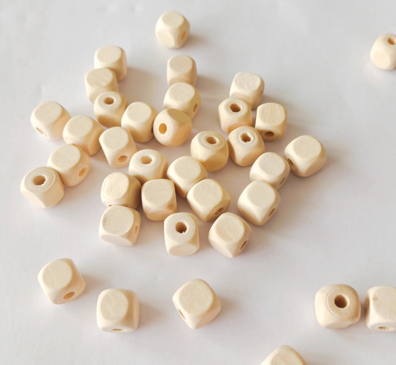 Fa négyszögletes gyöngyök DIY ékszerekhez, festett, retro stílus
